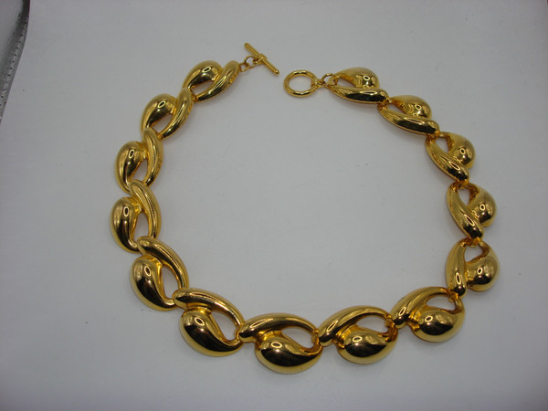 Vintage 1980s Gold Tone Choker Necklace | Bold Statement Piece, Excellent Condition