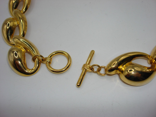 Vintage 1980s Gold Tone Choker Necklace | Bold Statement Piece, Excellent Condition