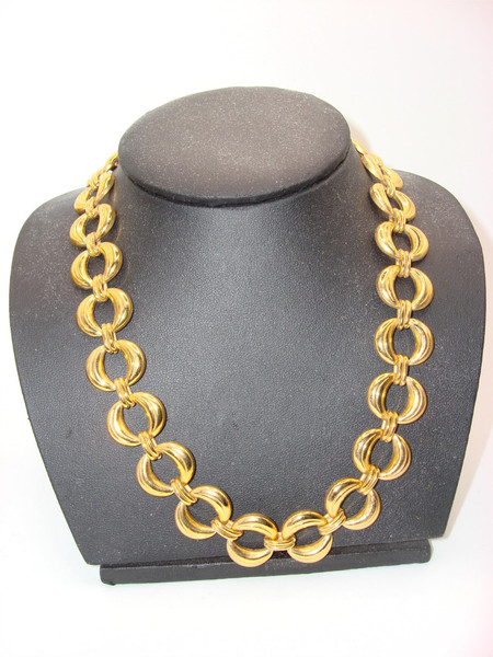 Vintage 1980s Gold Tone Choker Necklace | Bold Statement Piece, Excellent Condition