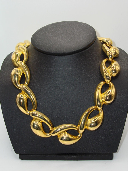 Vintage 1980s Gold Tone Choker Necklace | Bold Statement Piece, Excellent Condition