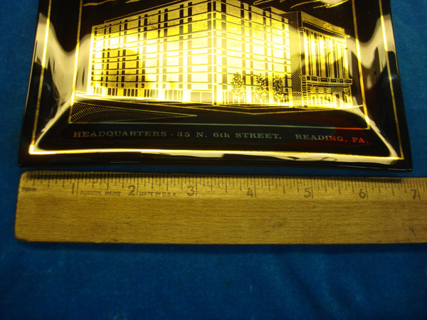 Vintage American Bank & Trust Co. Smoked Glass Tray - Reading, PA - Collectible Souvenir