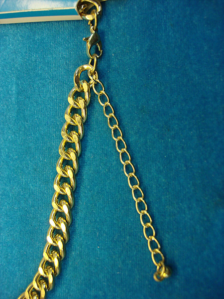 Heavy Gold Tone Necklace with Simulated AMEX Card & Diamonds - Statement Piece