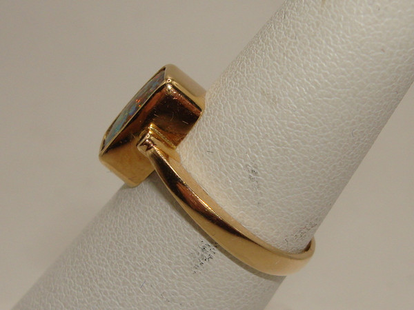 Fiery Australian Boulder Opal & Diamond Ring in 14K Gold (Size 6)