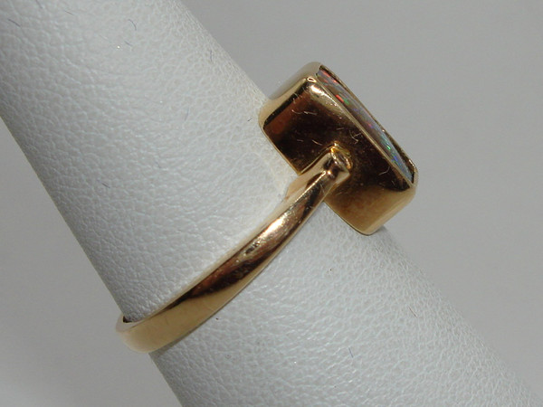 Fiery Australian Boulder Opal & Diamond Ring in 14K Gold (Size 6)