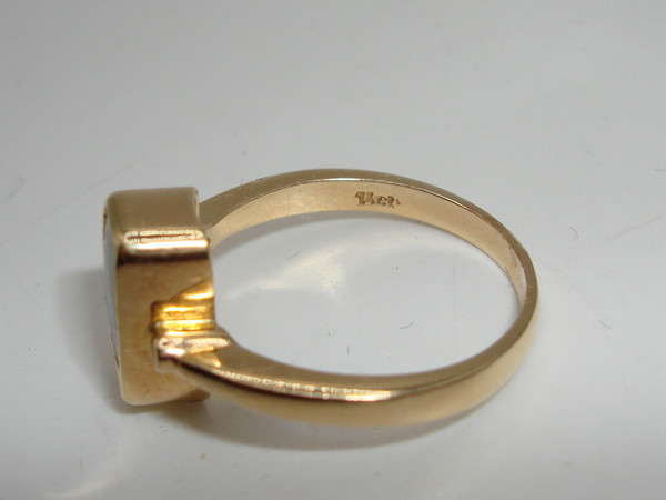 Fiery Australian Boulder Opal & Diamond Ring in 14K Gold (Size 6)