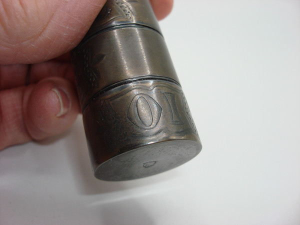 Antique Sterling Silver Chrismatory Set with Leather Pouch - Catholic Holy Oil Container