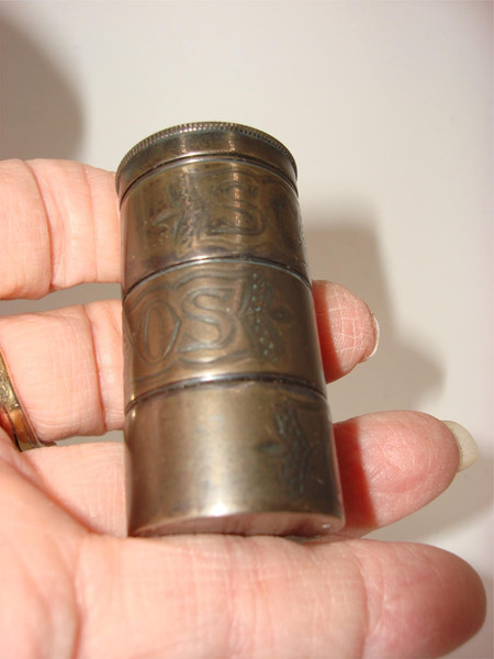 Antique Sterling Silver Chrismatory Set with Leather Pouch - Catholic Holy Oil Container