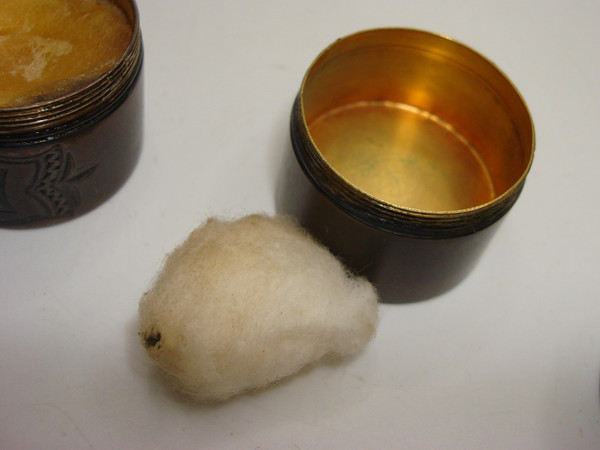 Antique Sterling Silver Chrismatory Set with Leather Pouch - Catholic Holy Oil Container