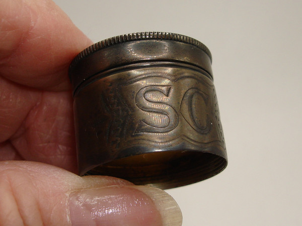 Antique Sterling Silver Chrismatory Set with Leather Pouch - Catholic Holy Oil Container