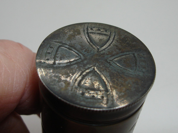 Antique Sterling Silver Chrismatory Set with Leather Pouch - Catholic Holy Oil Container