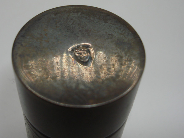 Antique Sterling Silver Chrismatory Set with Leather Pouch - Catholic Holy Oil Container