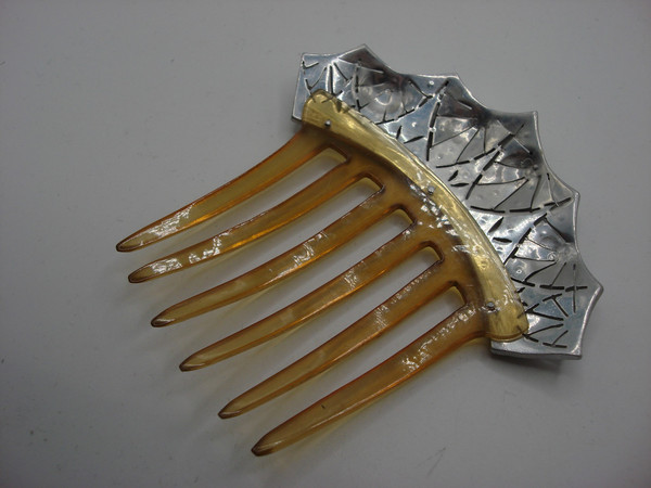 Art Deco Silver Rhinestone Hair Comb | Vintage Spanish Peineta