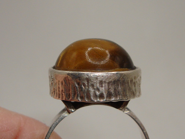 Vintage Sterling Silver Tiger's Eye Ring by CNP - Size 9 1/2
