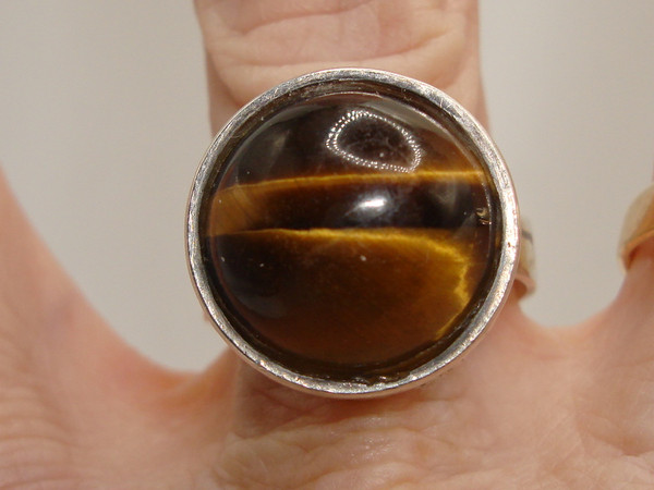 Vintage Sterling Silver Tiger's Eye Ring by CNP - Size 9 1/2