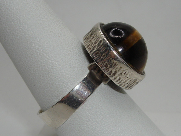 Vintage Sterling Silver Tiger's Eye Ring by CNP - Size 9 1/2