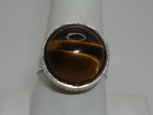 Vintage Sterling Silver Tiger's Eye Ring by CNP - Size 9 1/2