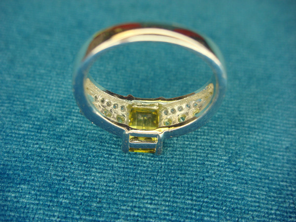 Sterling Silver Emerald Cut Faux Citrine Ring, Size 10 - Like New