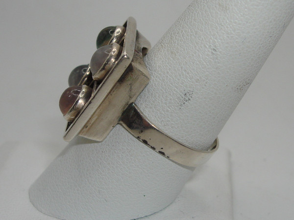 Vintage Modernist Moonstone Ring | 835 Silver, Size 9 Estate Find