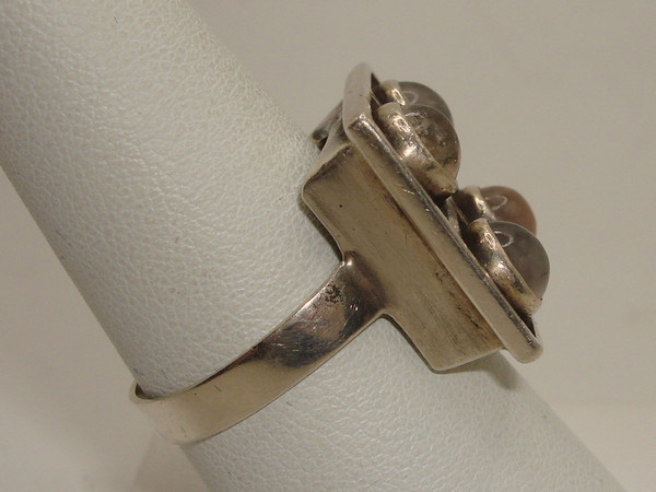 Vintage Modernist Moonstone Ring | 835 Silver, Size 9 Estate Find
