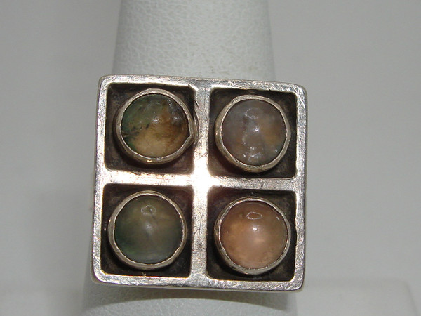 Vintage Modernist Moonstone Ring | 835 Silver, Size 9 Estate Find