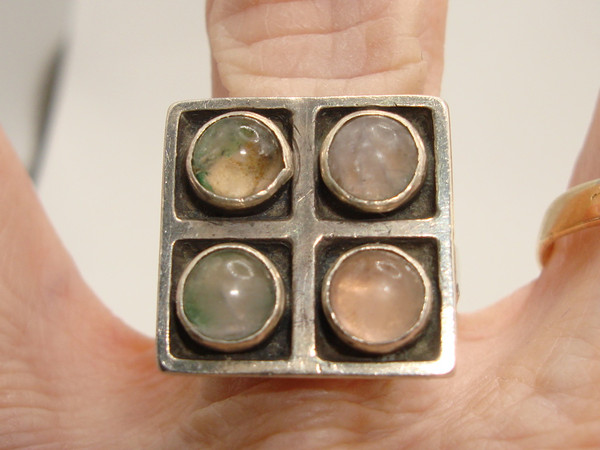 Vintage Modernist Moonstone Ring | 835 Silver, Size 9 Estate Find