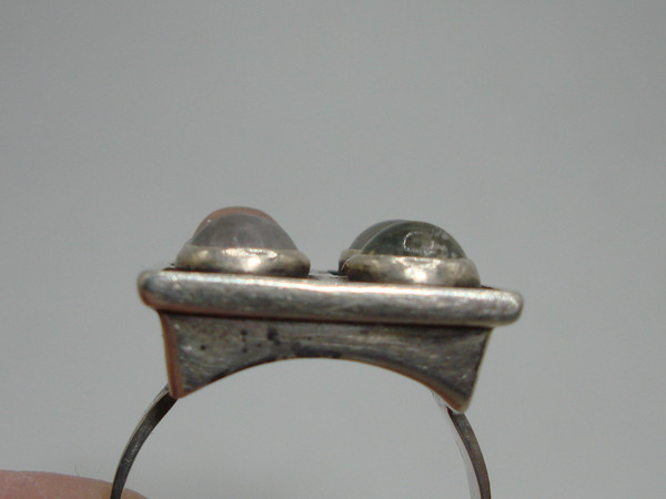Vintage Modernist Moonstone Ring | 835 Silver, Size 9 Estate Find