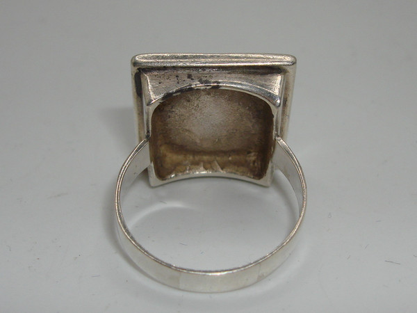 Vintage Modernist Moonstone Ring | 835 Silver, Size 9 Estate Find