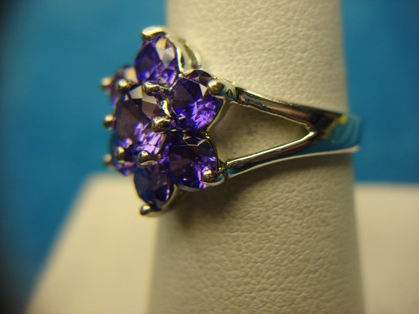 Sterling Silver Purple Stone Ring - Size 8, Barely Worn & Sparkling