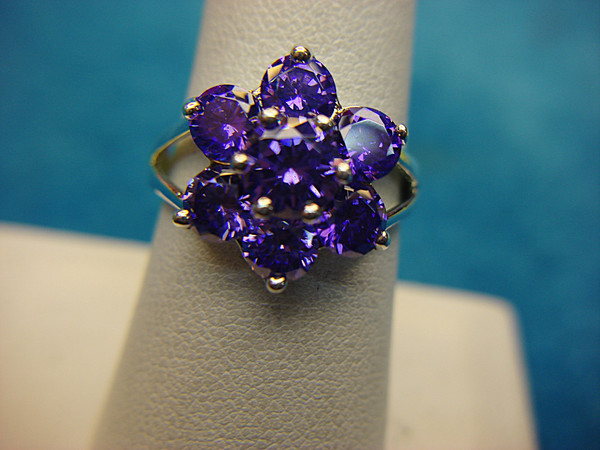 Sterling Silver Purple Stone Ring - Size 8, Barely Worn & Sparkling