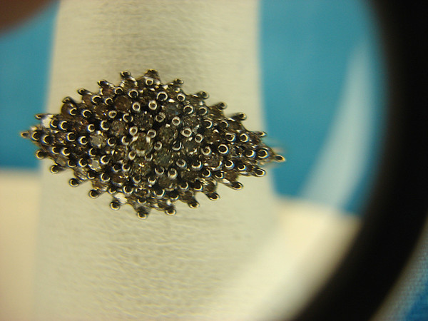 Sterling Silver Waterfall Diamond Ring - Size 8 - Pre-Owned