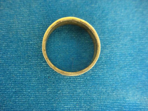 Vintage Sterling Silver Band Ring w/ Circles & Arrows, Black Enamel - Size 9.5