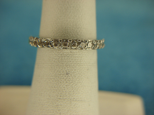 Vintage Sterling Silver Diamond Simulant Band Ring - Size 6