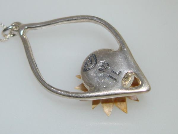 Sterling Silver Blessing Flower Pendant Necklace - Blooming Water Charm - Brand New