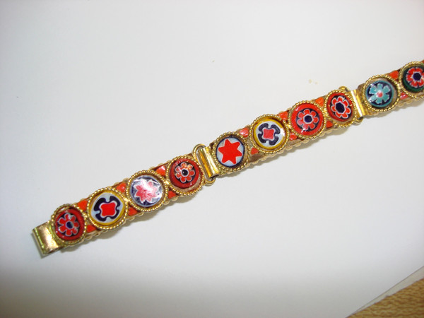 Vintage 1950s Italian Micro Mosaic Bracelet - 6 1/4