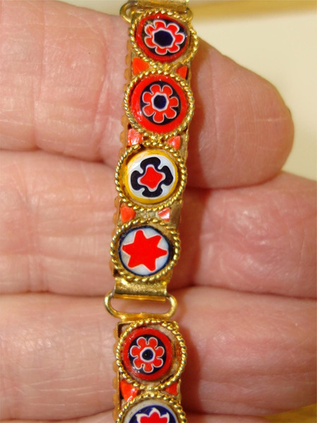 Vintage 1950s Italian Micro Mosaic Bracelet - 6 1/4