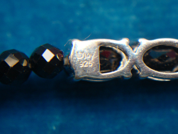 Sterling Silver Black Spinel Bracelet - Oval & Bead Design, Adjustable 6.5-8