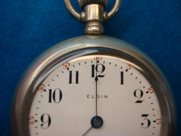 Vintage Elgin Pocket Watch - Steam Locomotive Design - Running Stem-Wind