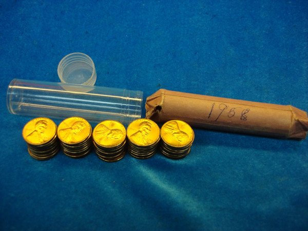 1958 Red Lincoln Wheat Cents Roll (50 Coins) - UNC, Original Wrapper