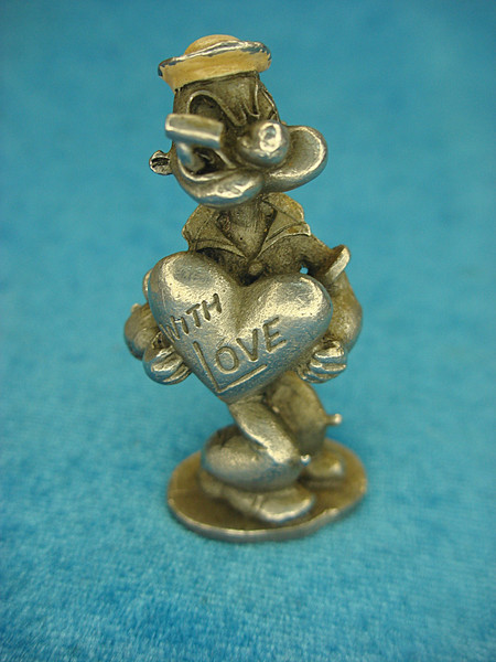 Vintage 1980 Spoonttique Popeye Pewter Figure - 'With Love' - Collectible