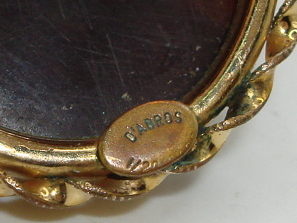 Vintage D'Abros Gold Filled Cameo Pin/Pendant - White Carved Cameo, 10K GF