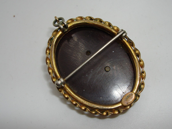 Vintage D'Abros Gold Filled Cameo Pin/Pendant - White Carved Cameo, 10K GF