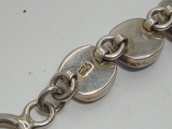 Vintage Sterling Silver Gemstone Bracelet | Chalcedony, Agate & Moonstone | 7.5