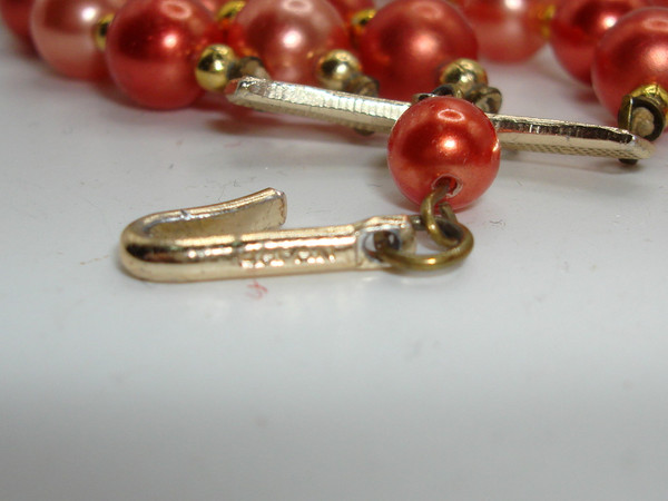 Vintage 1960s Japanese Multi-Strand Bead Necklace - Orange & Red, Adjustable