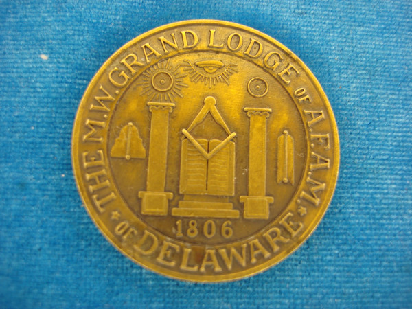 1776-1976 Delaware Masonic Grand Lodge Bicentennial Medal (Copper/Bronze, Very Nice Condition)