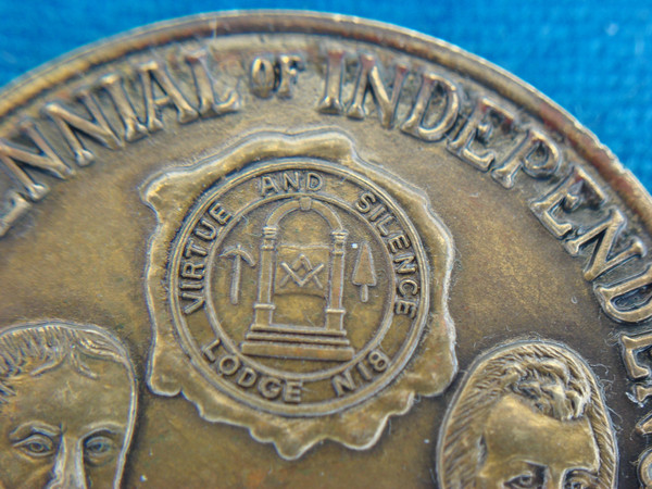 1776-1976 Delaware Masonic Grand Lodge Bicentennial Medal (Copper/Bronze, Very Nice Condition)