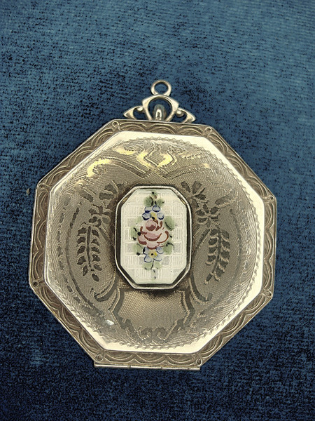 Antique Ripley & Gowen Co. Guilloche Enamel Compact - 1920s-30s, Excellent Condition
