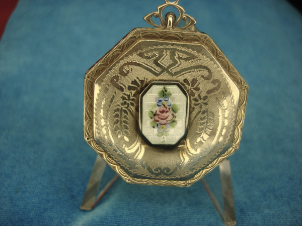 Antique Ripley & Gowen Co. Guilloche Enamel Compact - 1920s-30s, Excellent Condition