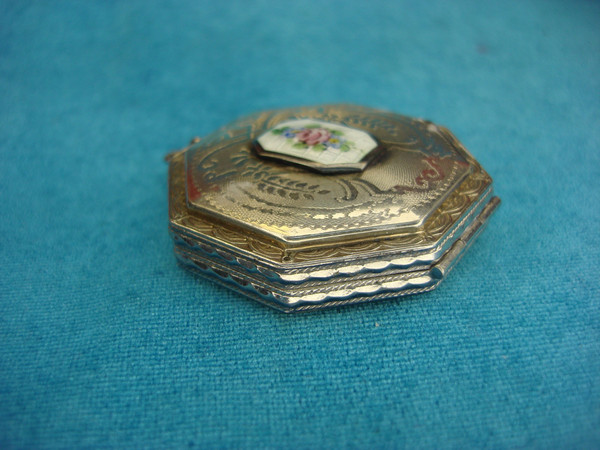 Antique Ripley & Gowen Co. Guilloche Enamel Compact - 1920s-30s, Excellent Condition