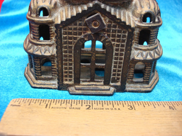 Vintage A.C. Williams Cast Iron Mosque Still Bank - Gold Wash, Excellent Condition