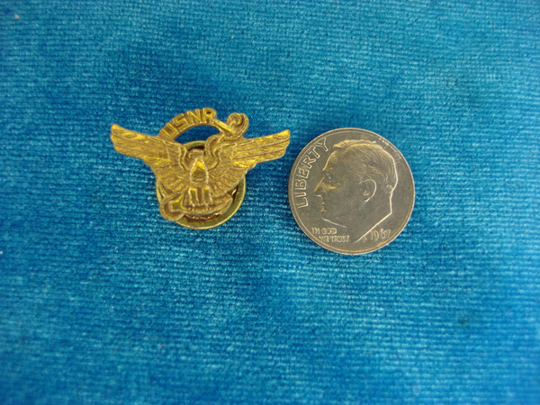 Vintage US Navy Reserve Eagle Spread Wing Collar Pin - Gold Tone, 1 Inch (Excellent Condition)